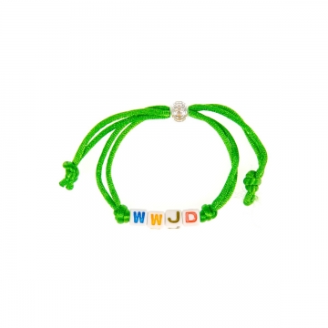 Armband mit Würfelbuchstaben "WWJD"