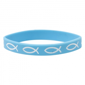 Silikonarmband "Fische" - hellblau