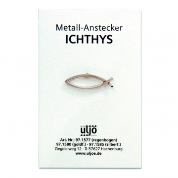 Metall-Anstecker "Fisch" - silberfarben (auf Karte)