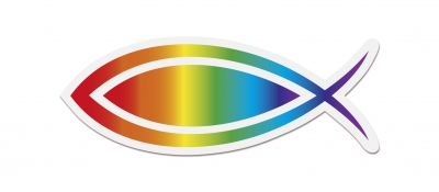 Aufkleber "Ichthys" - Regenbogenfarben