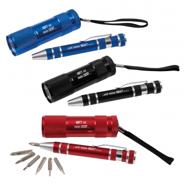 Multifunktionswerkzeug und LED-Taschenlampe "Gott ist mein Licht - und meine Kraft"