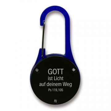 LED-Karabinerhaken "Gott ist Licht auf deinem Weg"
