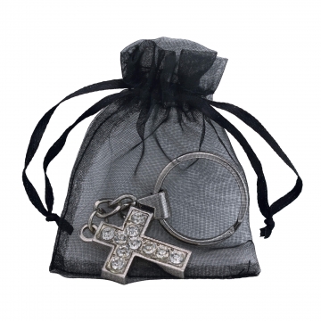 Preview: Schlüsselanhänger - Kreuz mit Strasssteinen