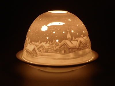Windlicht "Dorf in Schneelandschaft"