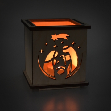 Holz-Windlicht "Krippe"