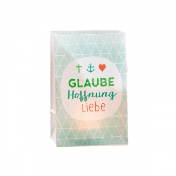 Windlicht Tüte "Glaube Hoffnung Liebe"