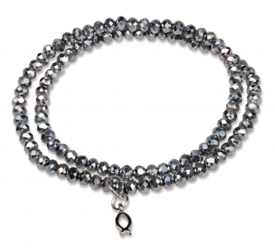 Perlenarmband "Fisch" - Anthrazit