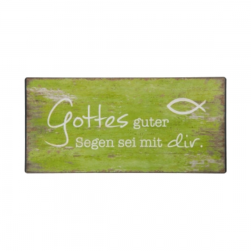 Metall-Schild "Gottes Guter Segen" - grün