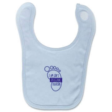 Baby Lätzchen "I am God`s Original Creation" - hellblau