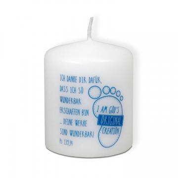 Baby Kerze "I am God`s Original Creation" - blau