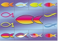 Aufkleber-Postkarte "Fische"