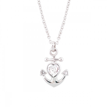 Halskette "Anker" - Rhodium mit Kristallen