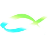 Autoaufkleber "Fisch ICHTHYS" 14 x 7 cm - Ice, grün/blau/weiß