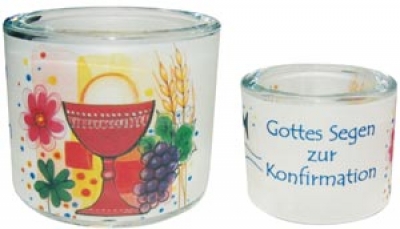 Leuchtglas "Konfirmation" Kelch - weiß