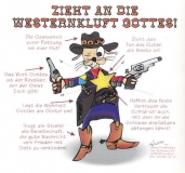 Aufkleber "Zieht an die Westernkluft Gottes"