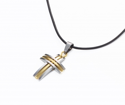 Anhänger "Kreuz" - Streifen goldfarben