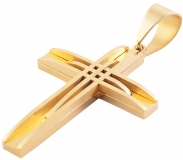 Edelstahl Anhänger "Kreuz" - goldfarben