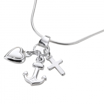 Halskette "Kreuz/Herz/Anker" - Sterlingsilber