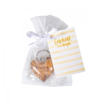 Preview: Schlüsselanhänger Holzherz "Frieden"