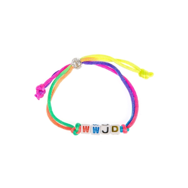 Armband mit Würfelbuchstaben "WWJD"