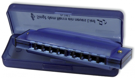 Mundharmonika "Singt dem Herrn ein neues Lied" - blau