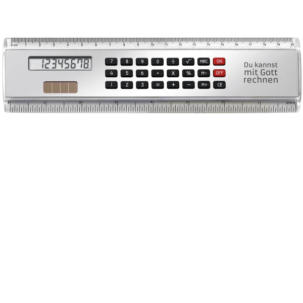 Lineal mit Rechner "Du kannst mit Gott rechnen"