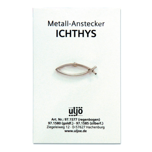 Metall-Anstecker "Fisch" - silberfarben (auf Karte)