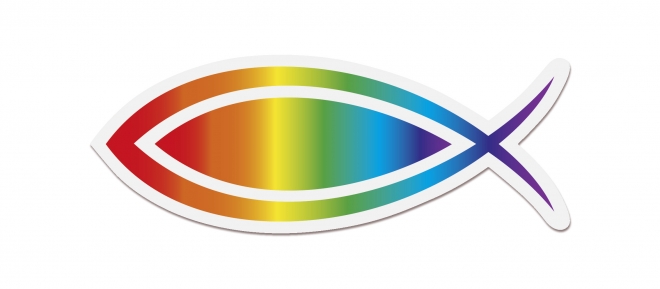 Aufkleber "Ichthys" - Regenbogenfarben