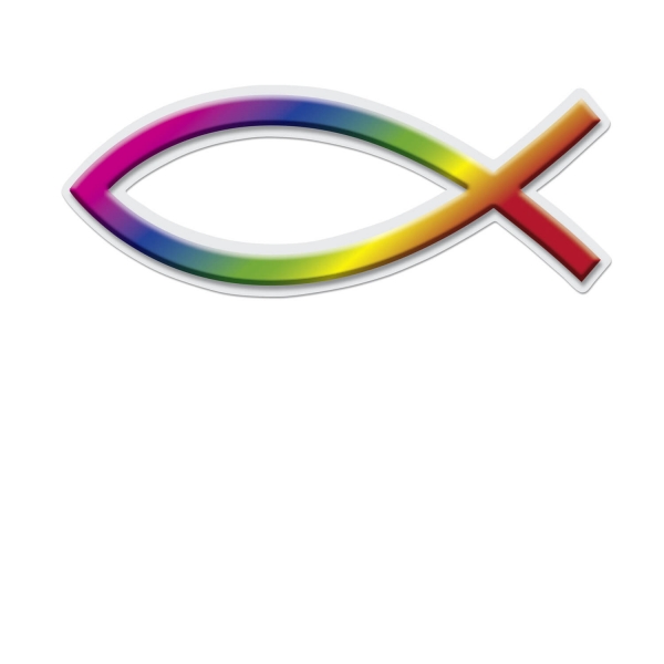 Aufkleber "3D-Fisch" - Regenbogendesign