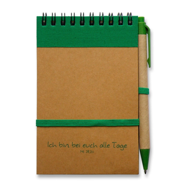 Notizbuch mit Kugelschreiber "Ich bin bei euch alle Tage"