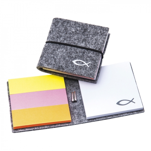 Haftnotizblock "Fisch" in Filzumschlag