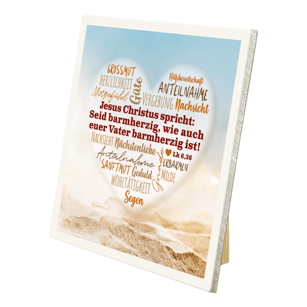 Keramikfliese mit Holzständer - Jahreslosung 2021