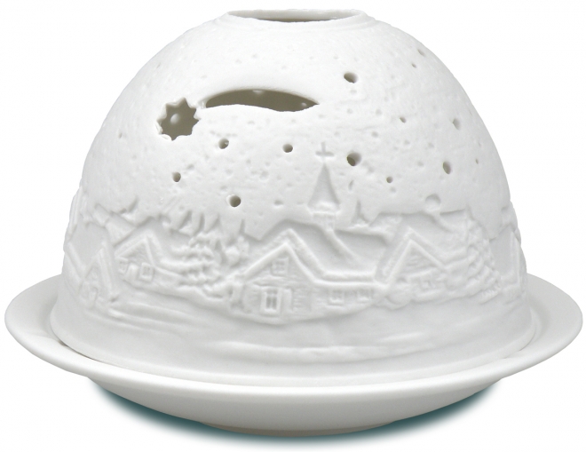 Windlicht "Dorf in Schneelandschaft"