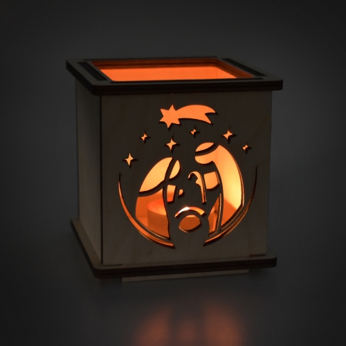 Holz-Windlicht "Krippe"