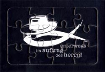 Puzzle-Postkarte "Unterwegs im Auftrag des Herrn"