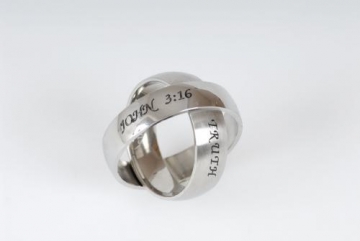 Doppel-Ring "John 3:16/Truth/ "John 14,6/Love"-Edelstahl