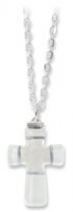 Halskette "Glaskreuz" - weiß/silber