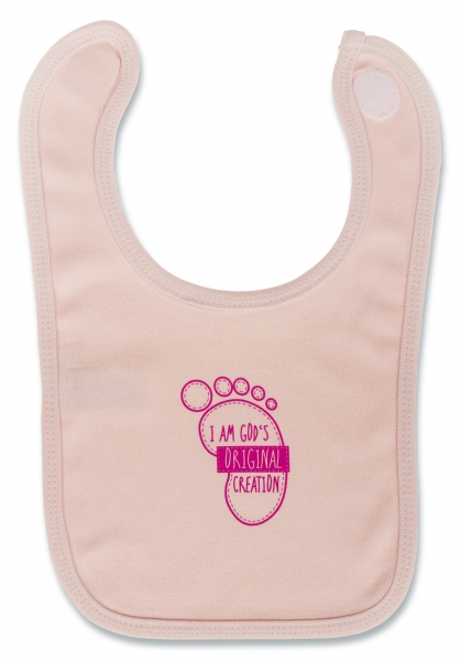 Baby Lätzchen "I am God`s Original Creation" - rosa