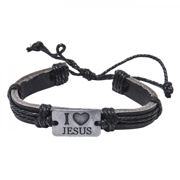 Leder-Armband "I love Jesus"