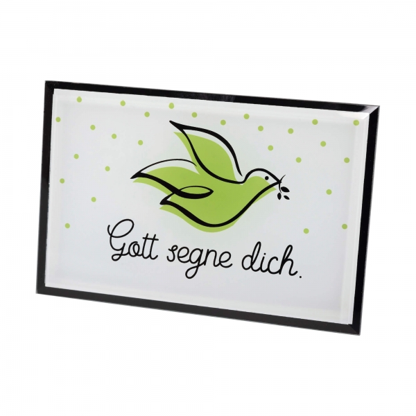 Glas-Deko - Taube "Gott segne dich"