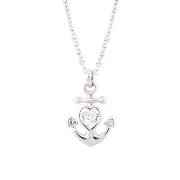 Halskette "Anker" - Rhodium mit Kristallen
