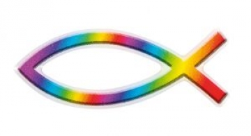 Aufkleber Regenbogenfarben "Fisch"