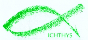 Aufkleber "Kreide-Fisch" ICHTHYS 14 x 7 cm - grün