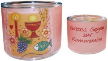 Leuchtglas "Kommunion" - Kelch-rose