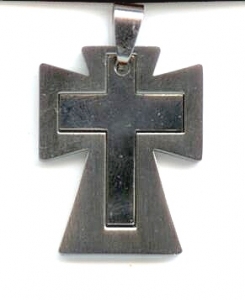 Edelstahlkreuz "Inlay Style" mit Lederband