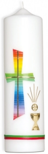Kerze "Regenbogen/Kelch"
