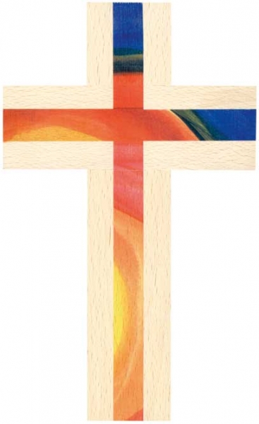 Holzkreuz 20 x 12 cm, eckig - Bunt