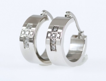 Creolen "Kreuz" - Edelstahl mit Steinen