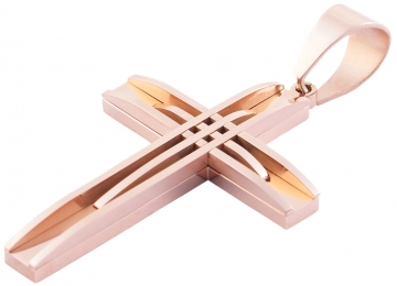 Edelstahl Anhänger "Kreuz" - rosegoldfarben