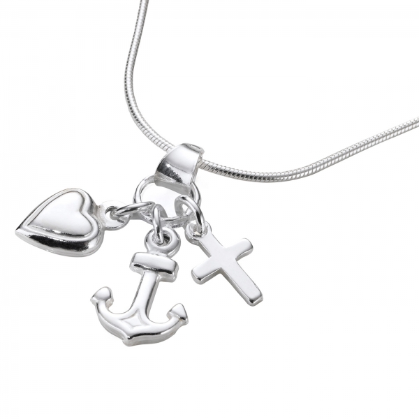 Halskette "Kreuz/Herz/Anker" - Sterlingsilber
